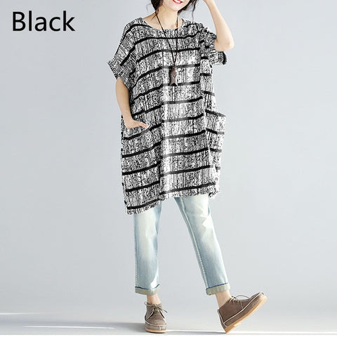 Celmia Fashion Women Striped Dress Oversized Short Sleeve Pockets Shirt Dress 2018 Summer Top Casual Loose Vestido Plus Size 5XL